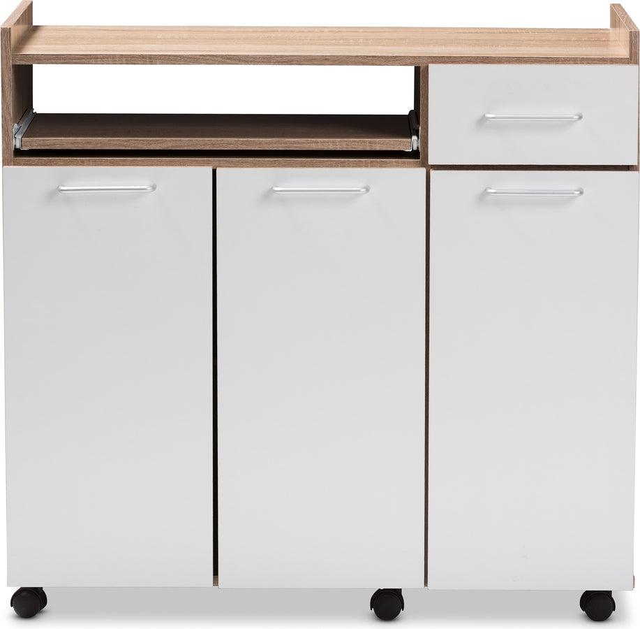 Wholesale Interiors Kitchen Storage & Organization - Charmain Modern and Contemporary Light Oak and White Finish Kitchen Cabinet