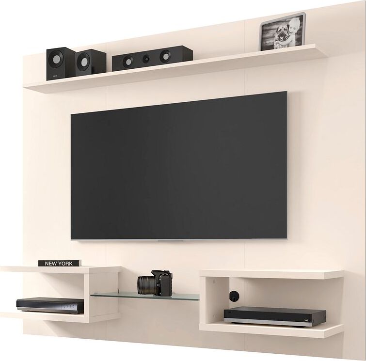 Manhattan Comfort TV & Media Units - Plaza 64.25 Modern Floating Wall Entertainment Center with Display Shelves in Off White