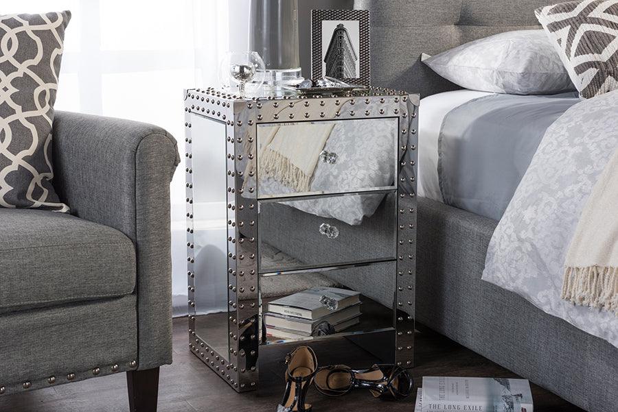 Wholesale Interiors Nightstands & Side Tables - Azura Nightstand Silver Mirrored