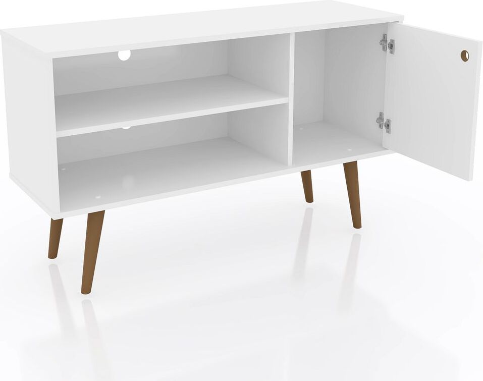 Manhattan Comfort TV & Media Units - Liberty 42.52" Mid-Century - Modern TV Stand with 2 Shelves & 1 Door in White