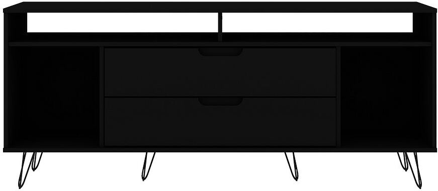 Manhattan Comfort TV & Media Units - Rockefeller 62.99 TV Stand with Metal Legs & 2 Drawers in Black