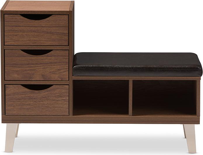 Wholesale Interiors Shoe Storage - Arielle Modern and Contemporary Walnut Brown Wood 3-Drawer Shoe Storage