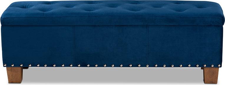 Wholesale Interiors Ottomans & Stools - Hannah Modern Ottoman Navy Blue & Brown