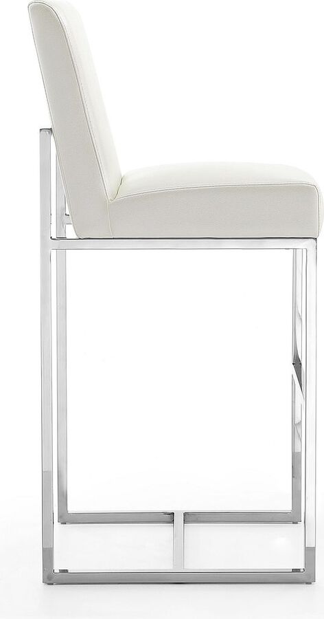 White leather bar outlet stools with chrome legs