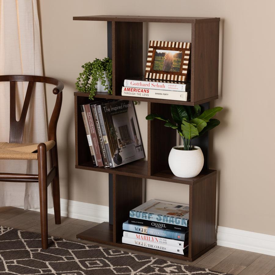 Wholesale Interiors Bookcases & Display Units - Legende Modern and Contemporary Brown and Dark Gray Finished Display Bookcase