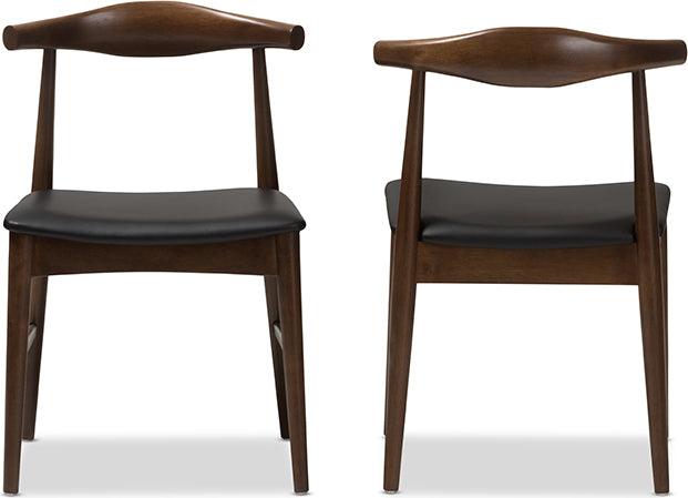 Winton Mid Century Modern Walnut Wood Dining Chair Set of 2