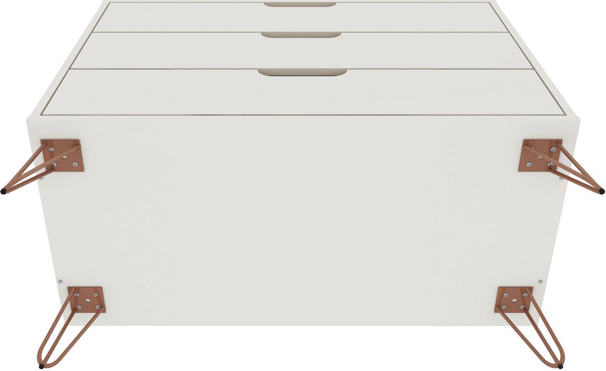 Manhattan Comfort Dressers - Rockefeller Mid-Century- Modern Dresser with 3- Drawers in Off White & Nature