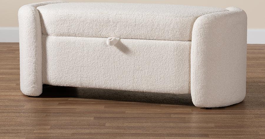 Wholesale Interiors Benches - Oakes Modern and Contemporary Ivory Boucle Upholstered Storage Bench