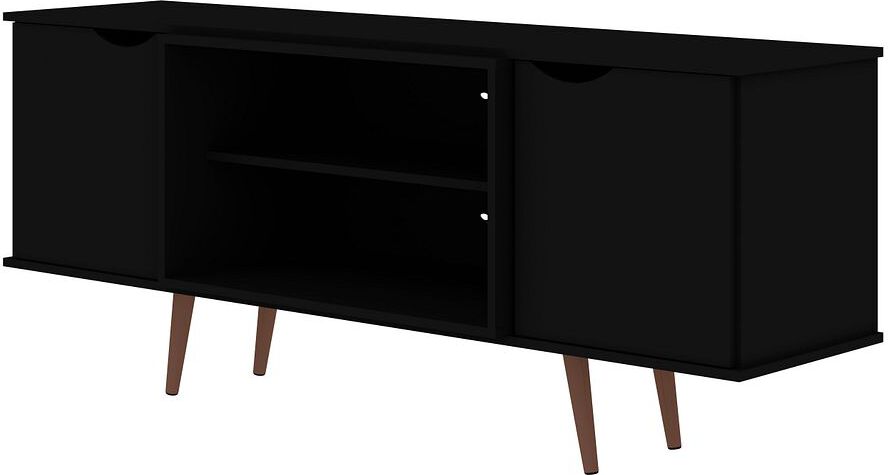 Manhattan Comfort TV & Media Units - Hampton 62.99 TV Stand with 4 Shelves & Solid Wood Legs in Black