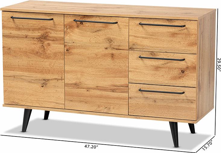 Wholesale Interiors Buffets & Sideboards - Radley Contemporary Transitional Oak Brown Wood 3-Drawer Sideboard Buffet