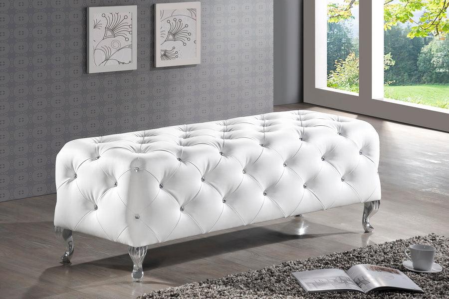 Shop Baxton Studio Stella Crystal Tufted White Leather Modern