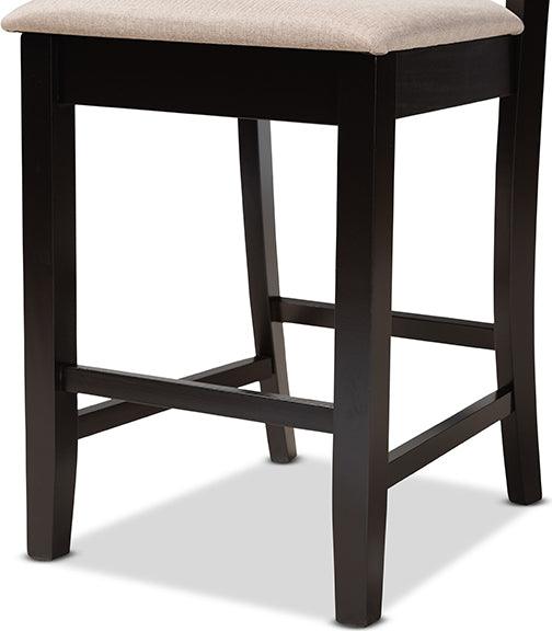 Wholesale Interiors Dining Sets - Nicolette Sand Fabric Upholstered and Dark Brown Finished Wood 5-Piece Pub Set