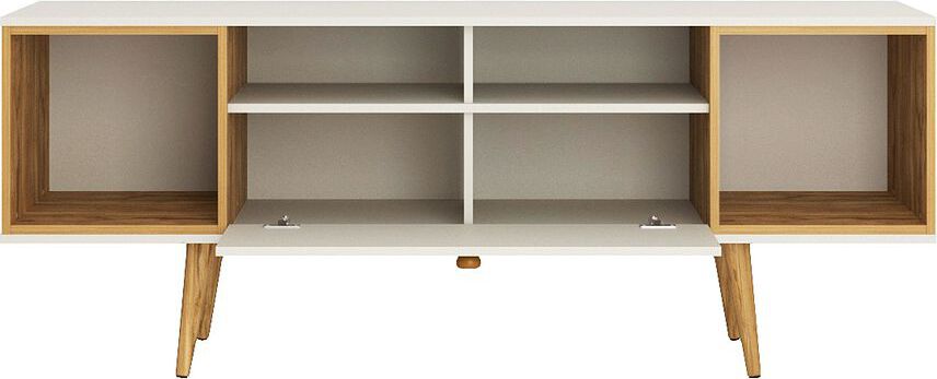 Manhattan Comfort TV & Media Units - Theodore 62.99 TV Stand with 6 Shelves in Off White & Cinnamon