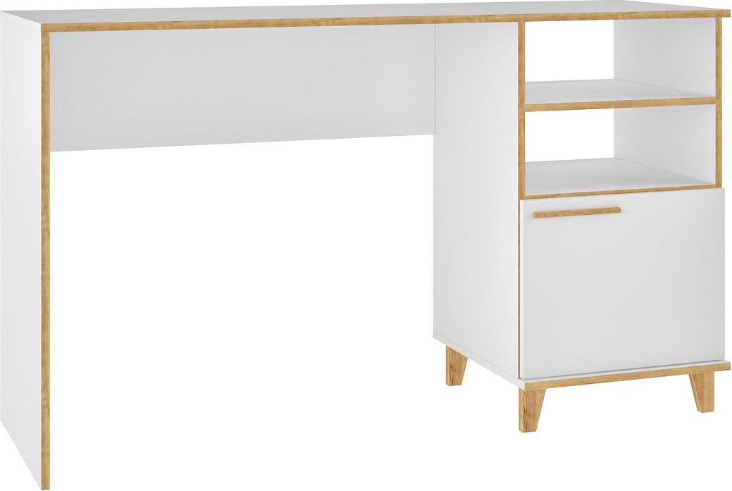 Manhattan Comfort Desks - Minetta 2-Shelf Mid-Century Office Desk in White