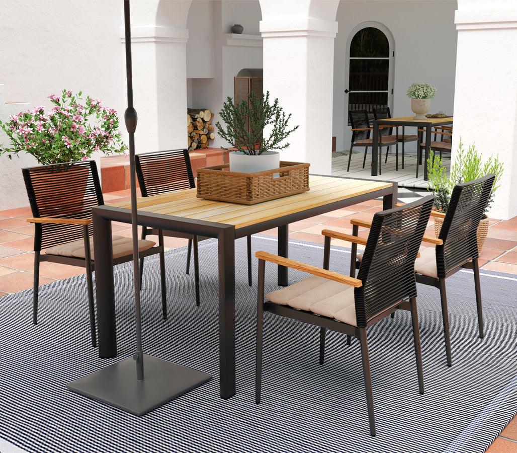 Euro Style Dining Tables - Skog Dining Table in Natural Teak with Anthracite Legs 29" H