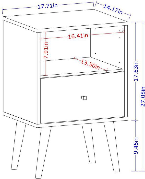 Manhattan Comfort Nightstands & Side Tables - Liberty Nightstand 1.0 in Rustic Brown and 3D Brown Prints