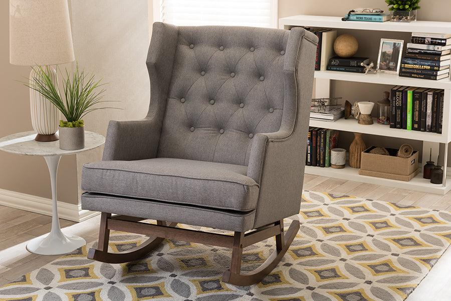 Tufted upholstered best sale wingback rocking chair