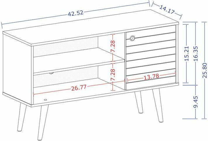 Manhattan Comfort TV & Media Units - Liberty 42.52" Mid-Century - Modern TV Stand with 2 Shelves & 1 Door in Rustic Brown