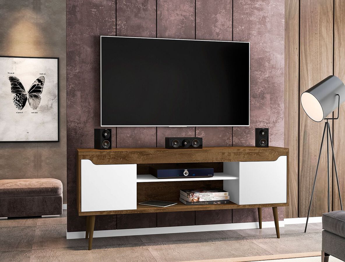 Manhattan Comfort TV & Media Units - Bradley 62.99 TV Stand Rustic Brown and White