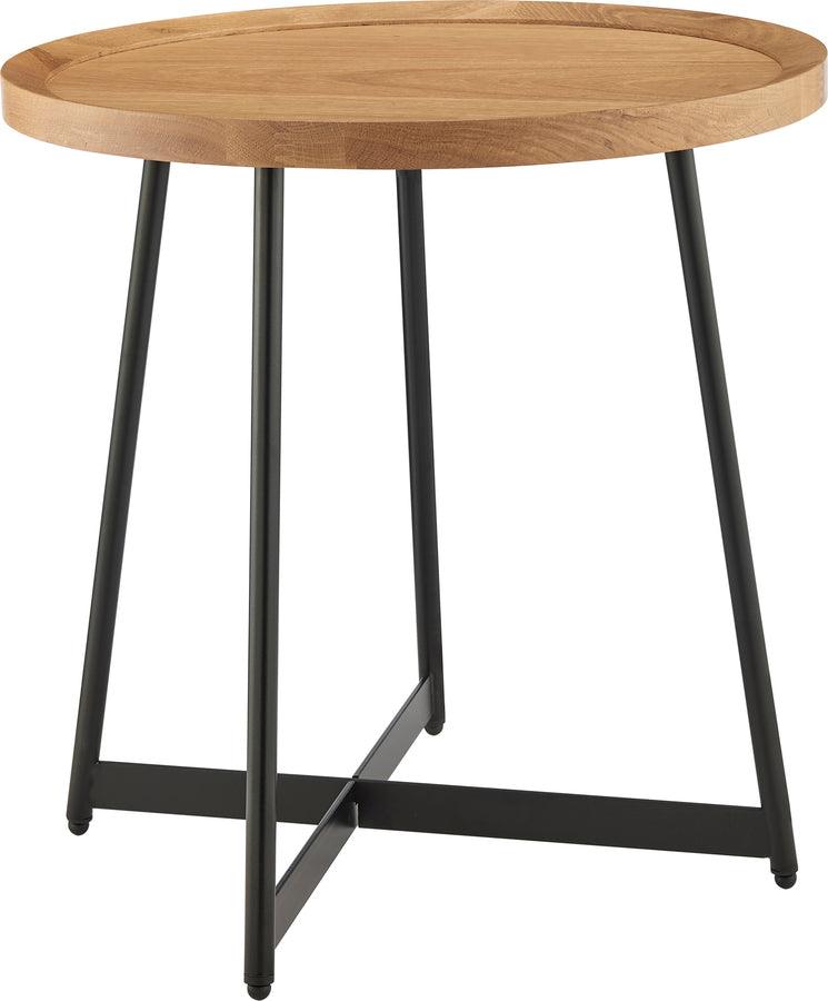 Shop Niklaus 22 Round Side Table in Oak and Black Base