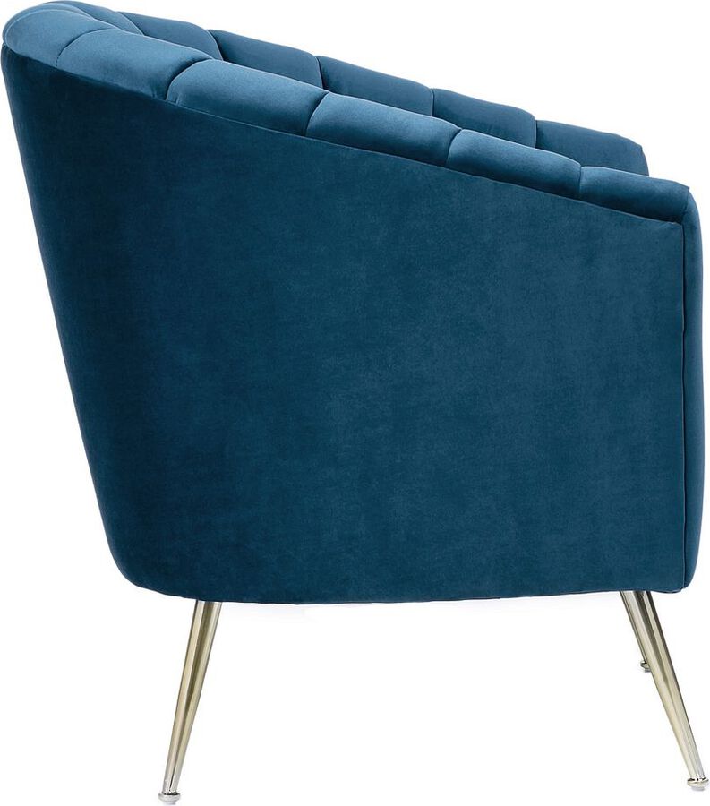 Manhattan Comfort Accent Chairs - Rosemont Blue and Gold Velvet Accent Chair