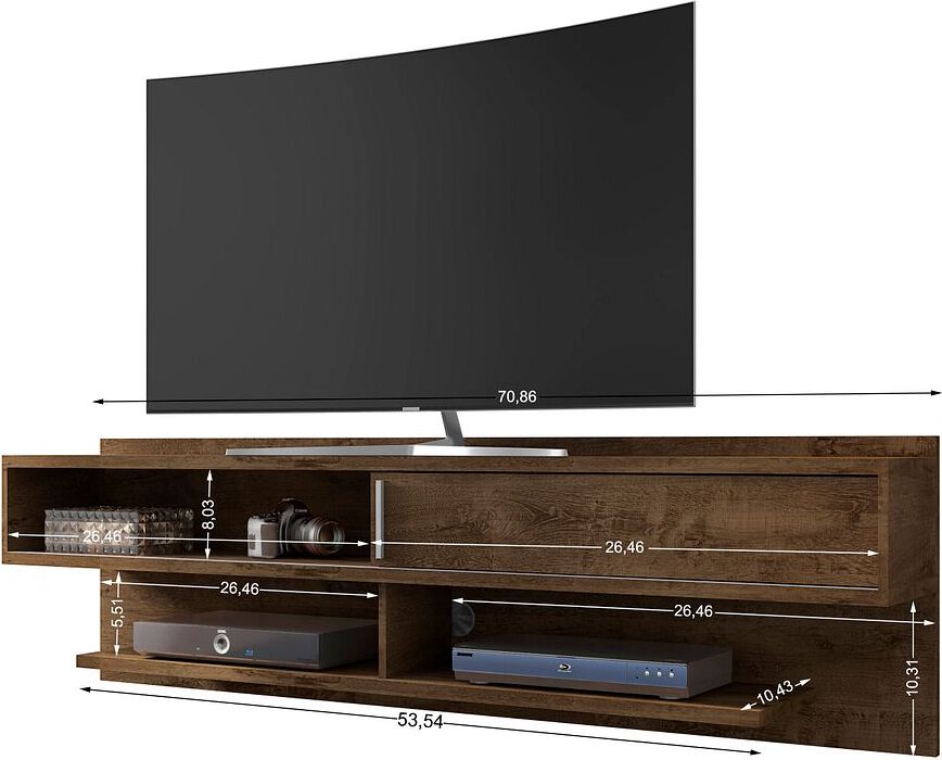 Manhattan Comfort TV & Media Units - Astor 70.86 Modern Floating Entertainment Center 1.0 with Media Shelves in Rustic Brown