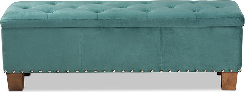 Wholesale Interiors Ottomans & Stools - Hannah Modern Ottoman Teal Blue & Brown