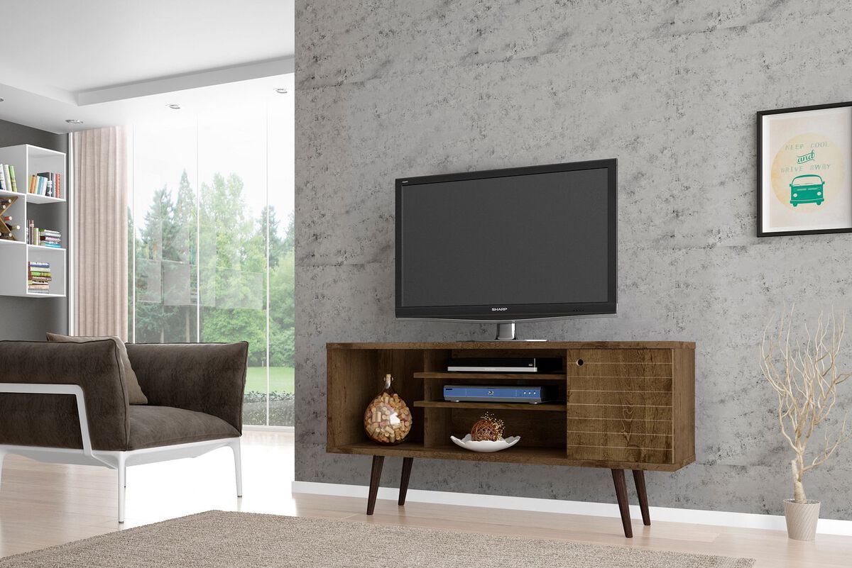 Manhattan Comfort TV & Media Units - Liberty 53.14" Mid-Century - Modern TV St& Rustic Brown