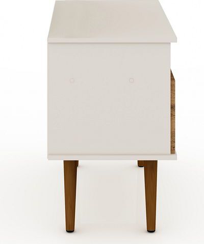 Manhattan Comfort TV & Media Units - Tribeca 35.43 TV Stand with Solid Wood Legs in Off White & Nature