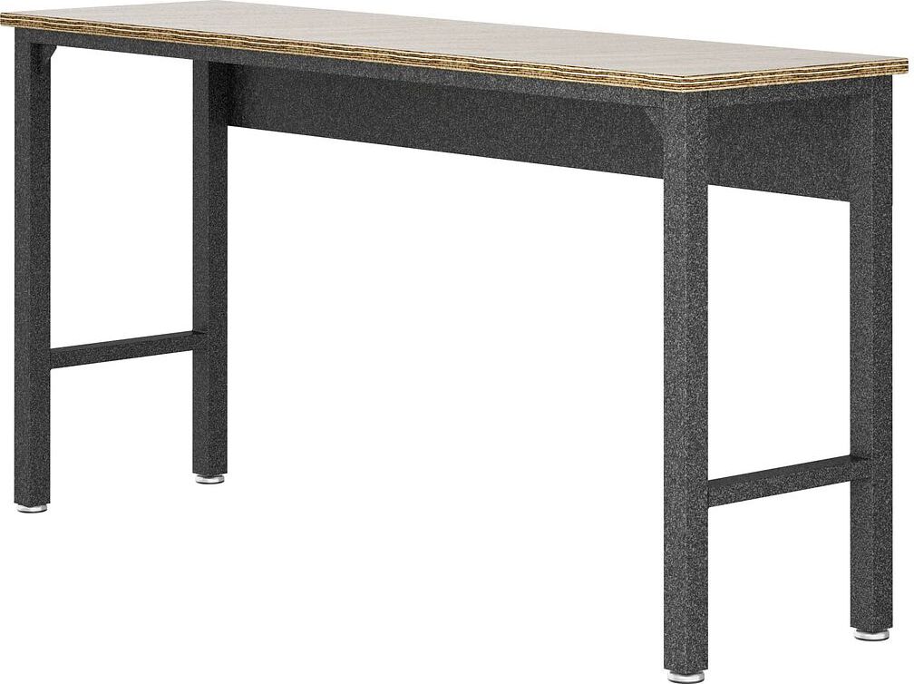 Manhattan Comfort Side & End Tables - Fortress 72.4" Garage Table in Natural Wood & Steel