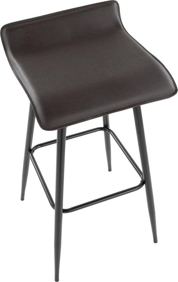 Lumisource Barstools - Ale 30" Bar Stool In Black Steel & Espresso Faux Leather (Set of 2)