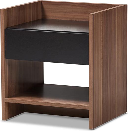 Wholesale Interiors Nightstands & Side Tables - Vanda Nightstand Black/Walnut Brown