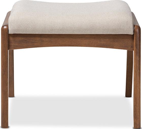 Wholesale Interiors Ottomans & Stools - Roxy Mid-Century Ottoman Light Beige & Walnut Brown