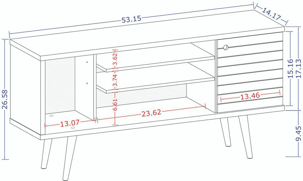 Manhattan Comfort TV & Media Units - Liberty 53.14" Mid-Century - Modern TV Stand with 5 Shelves & 1 Door in Black