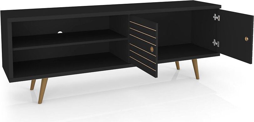 Manhattan Comfort TV & Media Units - Liberty 62.99" Mid-Century - Modern TV Stand with 3 Shelves & 2 Doors in Black