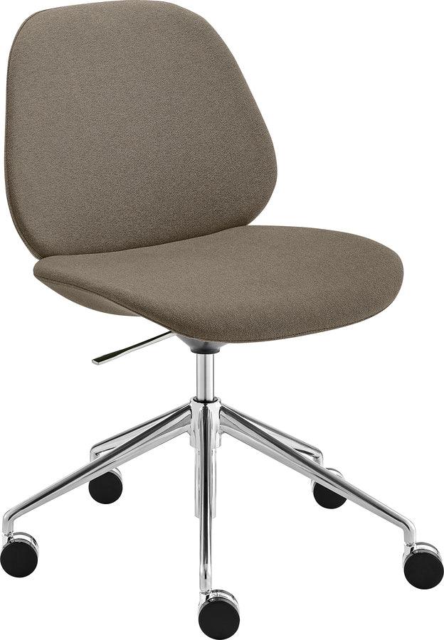 Euro Style Task Chairs - Lyle Office Chair without Armrests in Taupe Fabric with Polished Aluminum Base