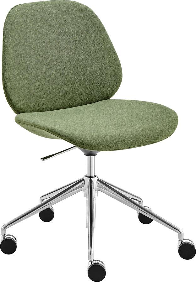 Euro Style Task Chairs - Lyle Office Chair without Armrests in Green Fabric with Polished Aluminum Base