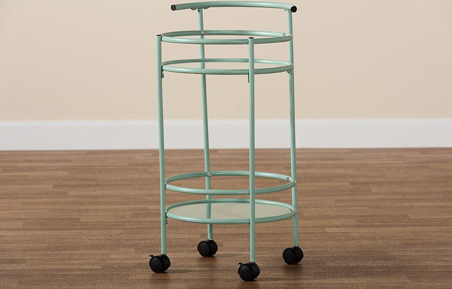 Wholesale Interiors Kitchen & Bar Carts - Newell Mint Green Finished Metal 2-Tier Kitchen Cart