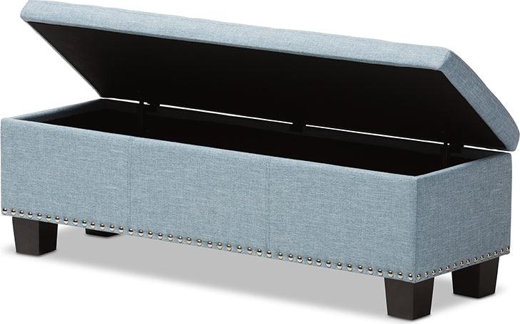 Wholesale Interiors Benches - Hannah Light Blue Button-Tufting Storage Ottoman Bench