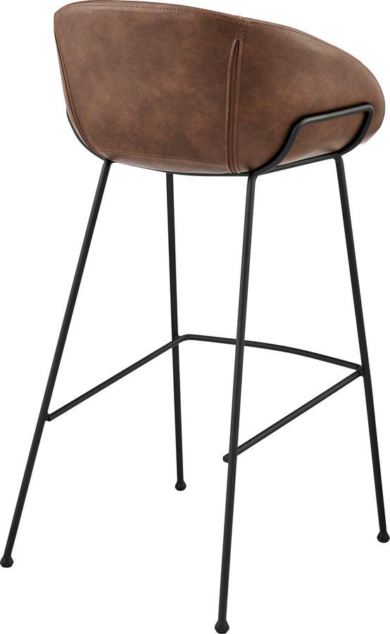 Euro Style Barstools - Zach Bar Stool with Brown Leatherette and Matte Black Powder Coated Steel Frame and Legs - Set of 2