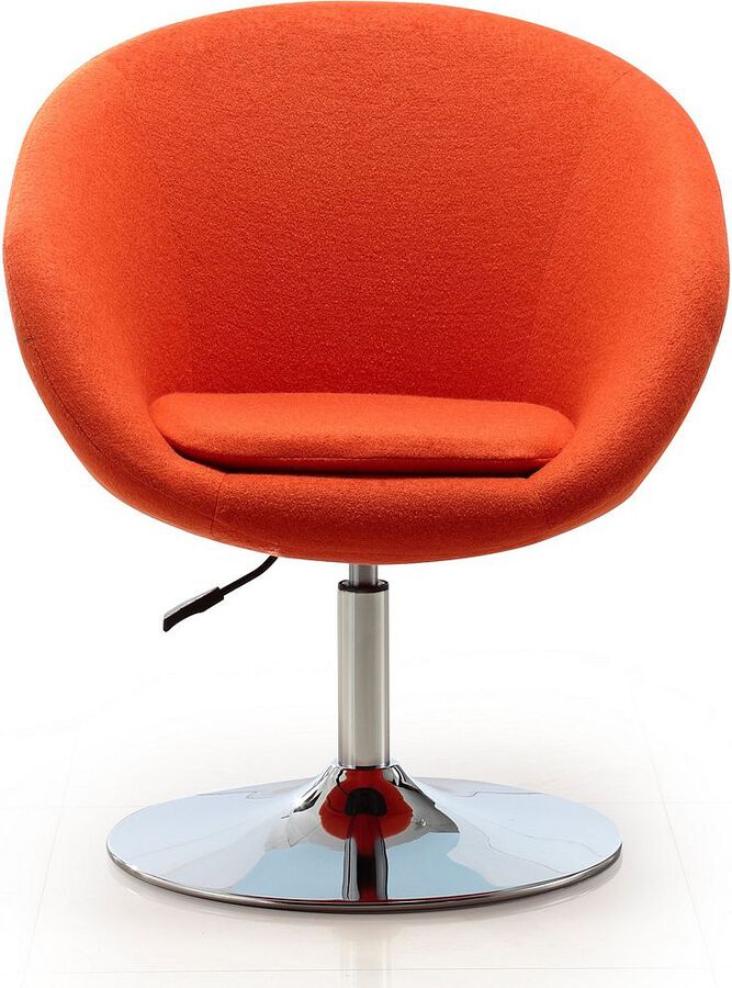 Manhattan Comfort Accent Chairs - Hopper Orange & Polished Chrome Wool Blend Adjustable Height Chair