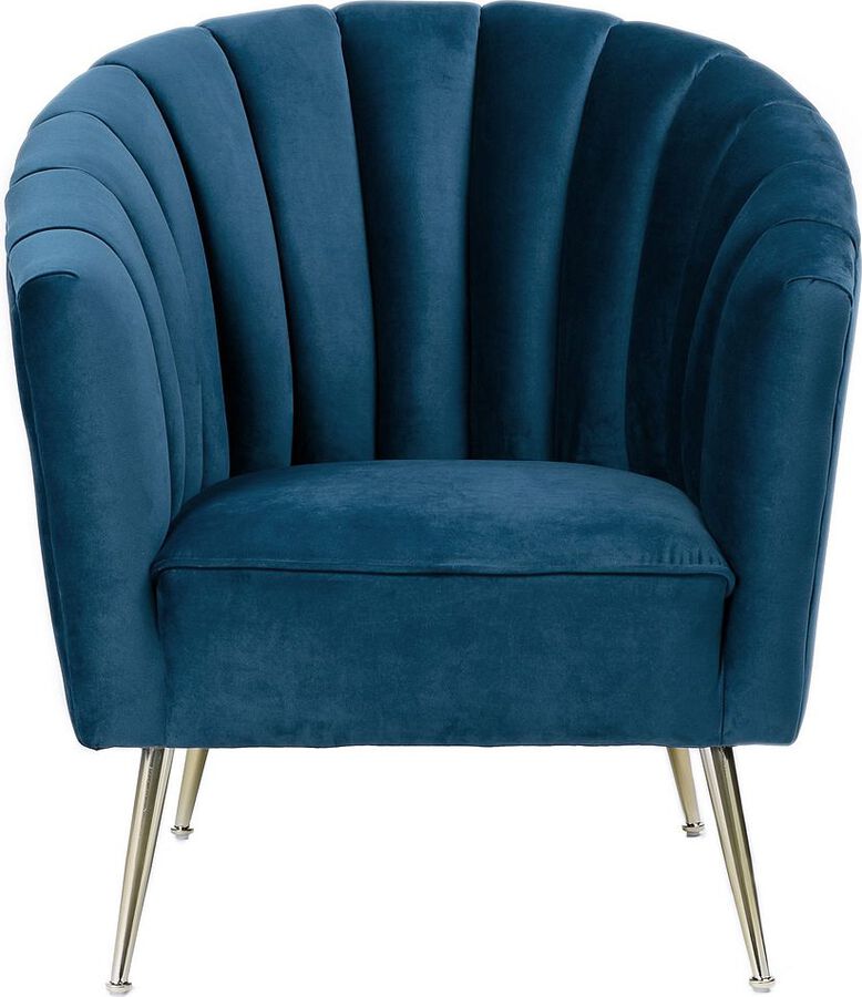 Manhattan Comfort Accent Chairs - Rosemont Blue and Gold Velvet Accent Chair