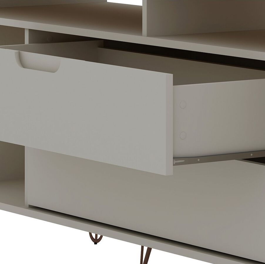 Manhattan Comfort TV & Media Units - Rockefeller 62.99 TV Stand with Metal Legs & 2 Drawers in Off White