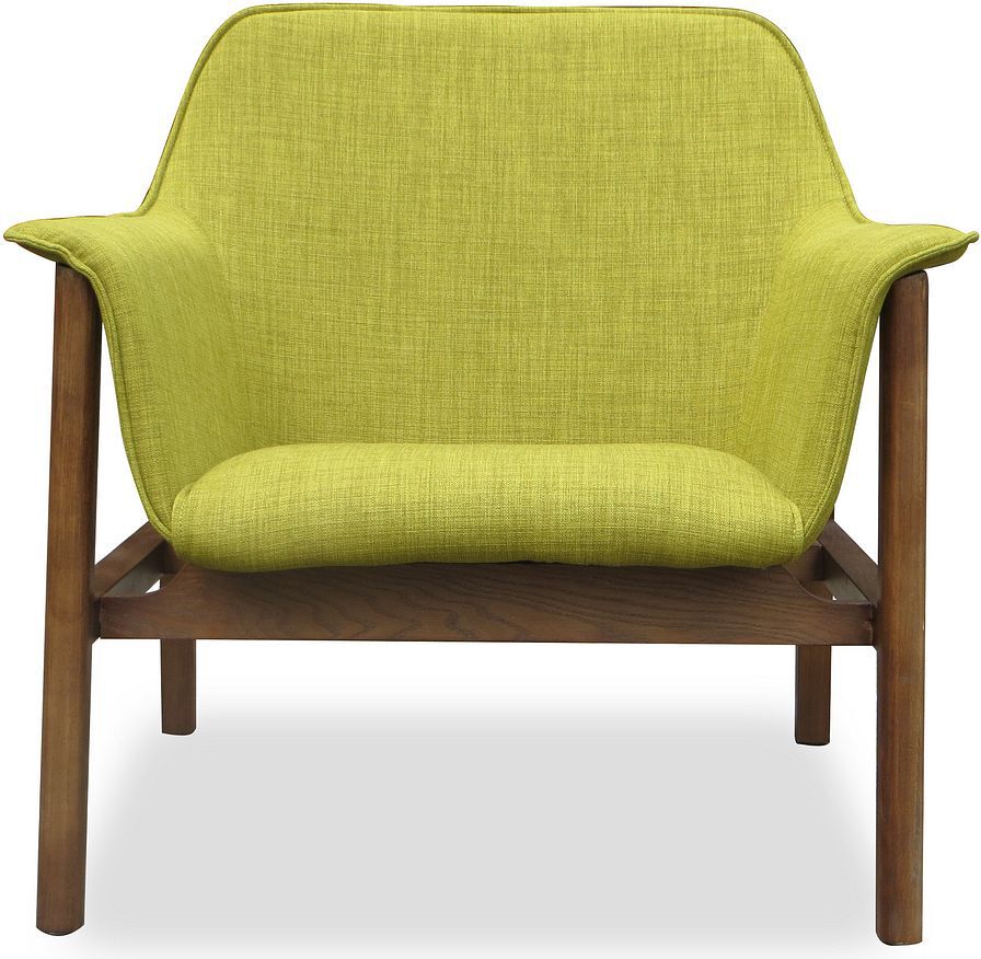 Manhattan Comfort Accent Chairs - Miller Green & Walnut Linen Weave Accent Chair