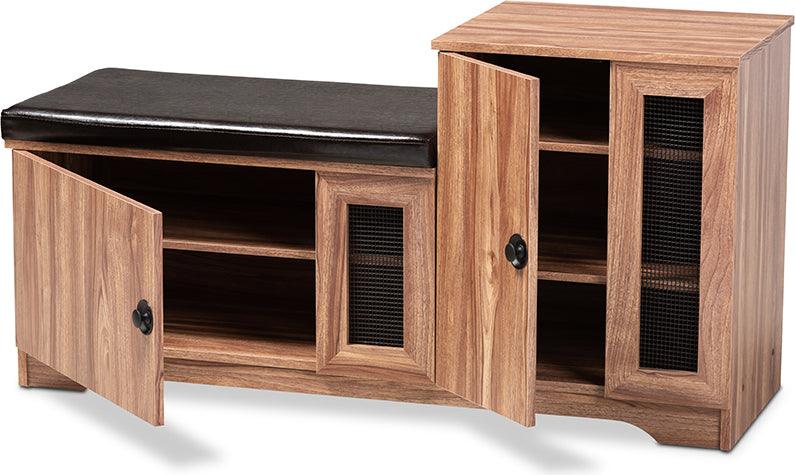 Wholesale Interiors Benches - Valina Dark Brown 2-Door Wood Shoe Storage Bench with Cabinet