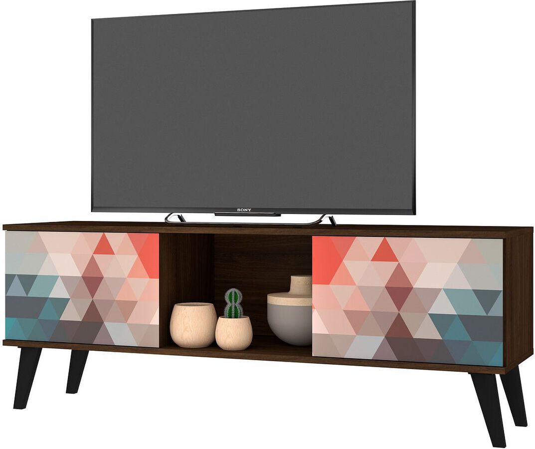 Manhattan Comfort TV & Media Units - Doyers 53.15 Mid-Century Modern TV Stand in Multi Color Red & Blue