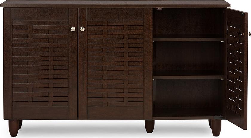 Baxton Studio Winda 4-Door Entryway Shoe Storage Cabinet in Dark Gray