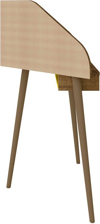 Manhattan Comfort Desks - Bradley Corner Desk with Keyboard Shelf in Rustic Brown & Yellow