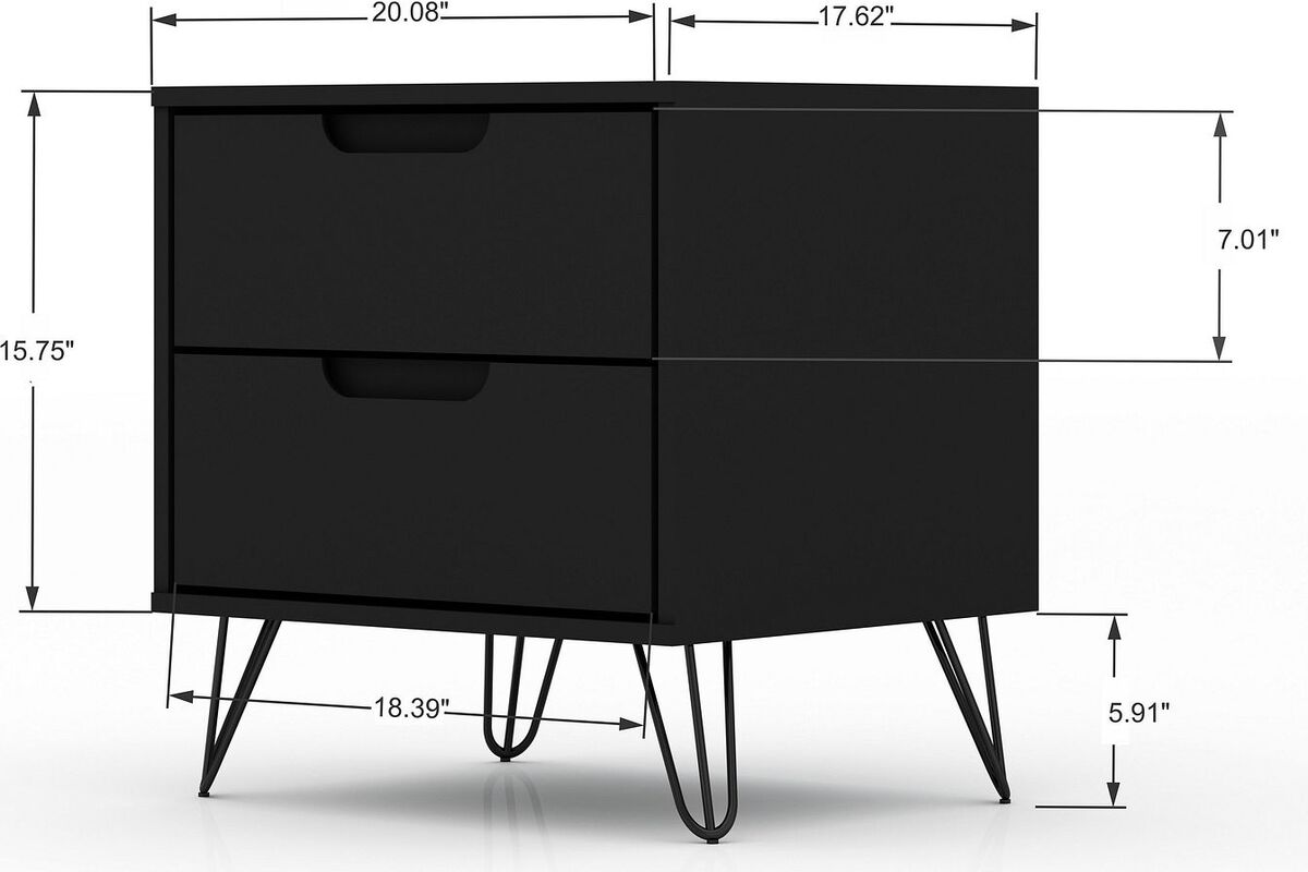 Manhattan Comfort Bedroom Sets - Rockefeller Black 5-Drawer Dresser & 2-Drawer Nightstand Set