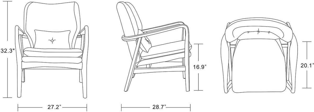 Manhattan Comfort Accent Chairs - Bradley Charcoal & Walnut Linen Weave Accent Chair